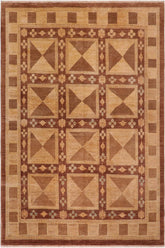 handmade Transitional Kafkaz Brown Tan Hand Knotted RECTANGLE 100% WOOL area rug 8 x 10